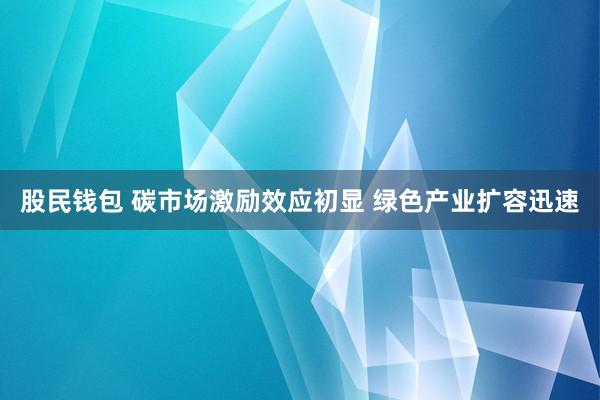 股民钱包 碳市场激励效应初显 绿色产业扩容迅速