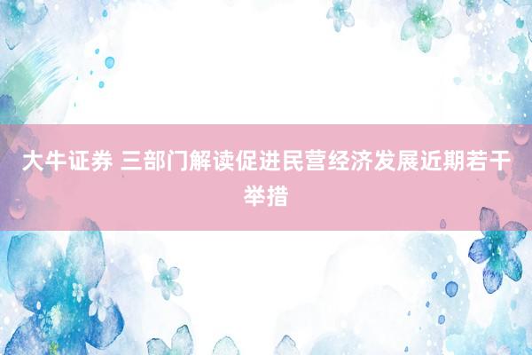 大牛证券 三部门解读促进民营经济发展近期若干举措