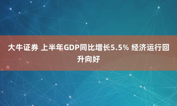 大牛证券 上半年GDP同比增长5.5% 经济运行回升向好