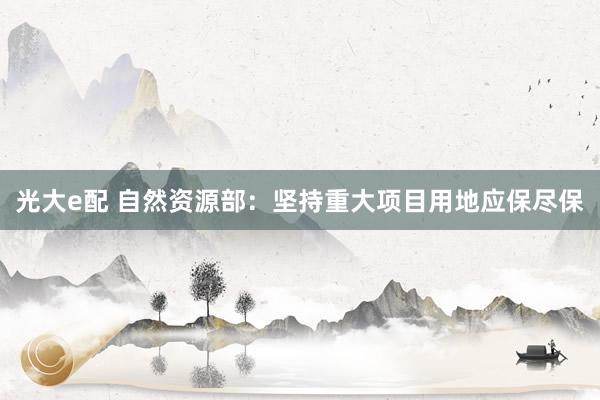 光大e配 自然资源部：坚持重大项目用地应保尽保